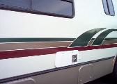 close up motorhome decals after