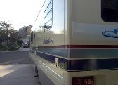 motorhome graphics, stripes, and detailing close up